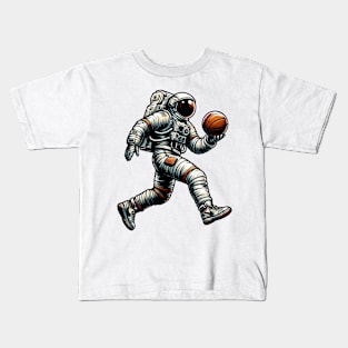 Astronaut Playing Basketball Kids T-Shirt